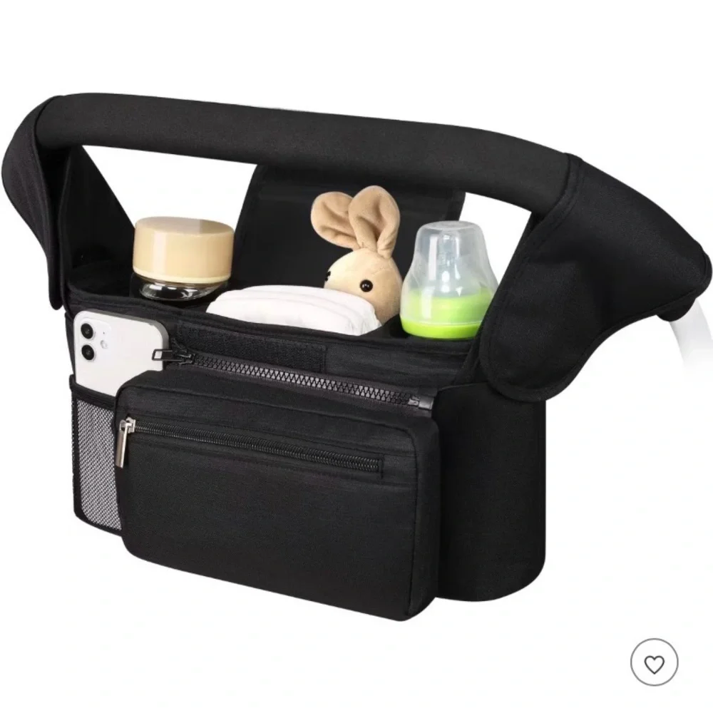 Mi Amore Black Stroller Organizer with Insulated Cup Holders